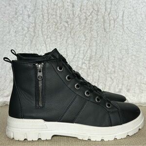 Blowfish Womens Black Malibu Rockstar Baddie Mid Top Sneakers Boots Shoes SZ 7